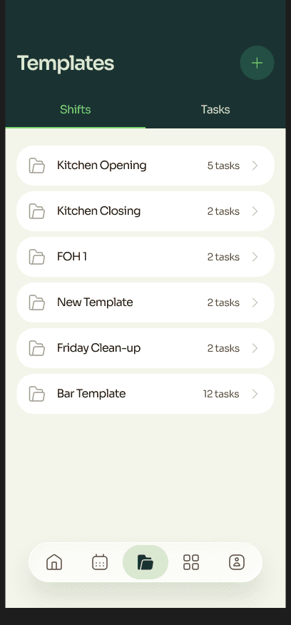 Shift templates by role